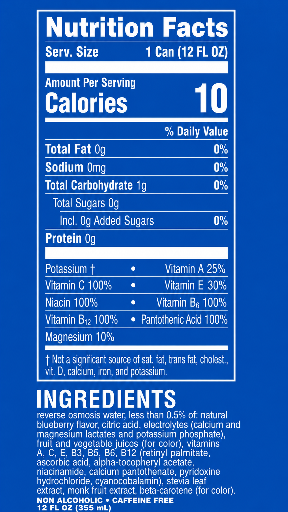 Nutrition facts for Mr Bogey Blueberry