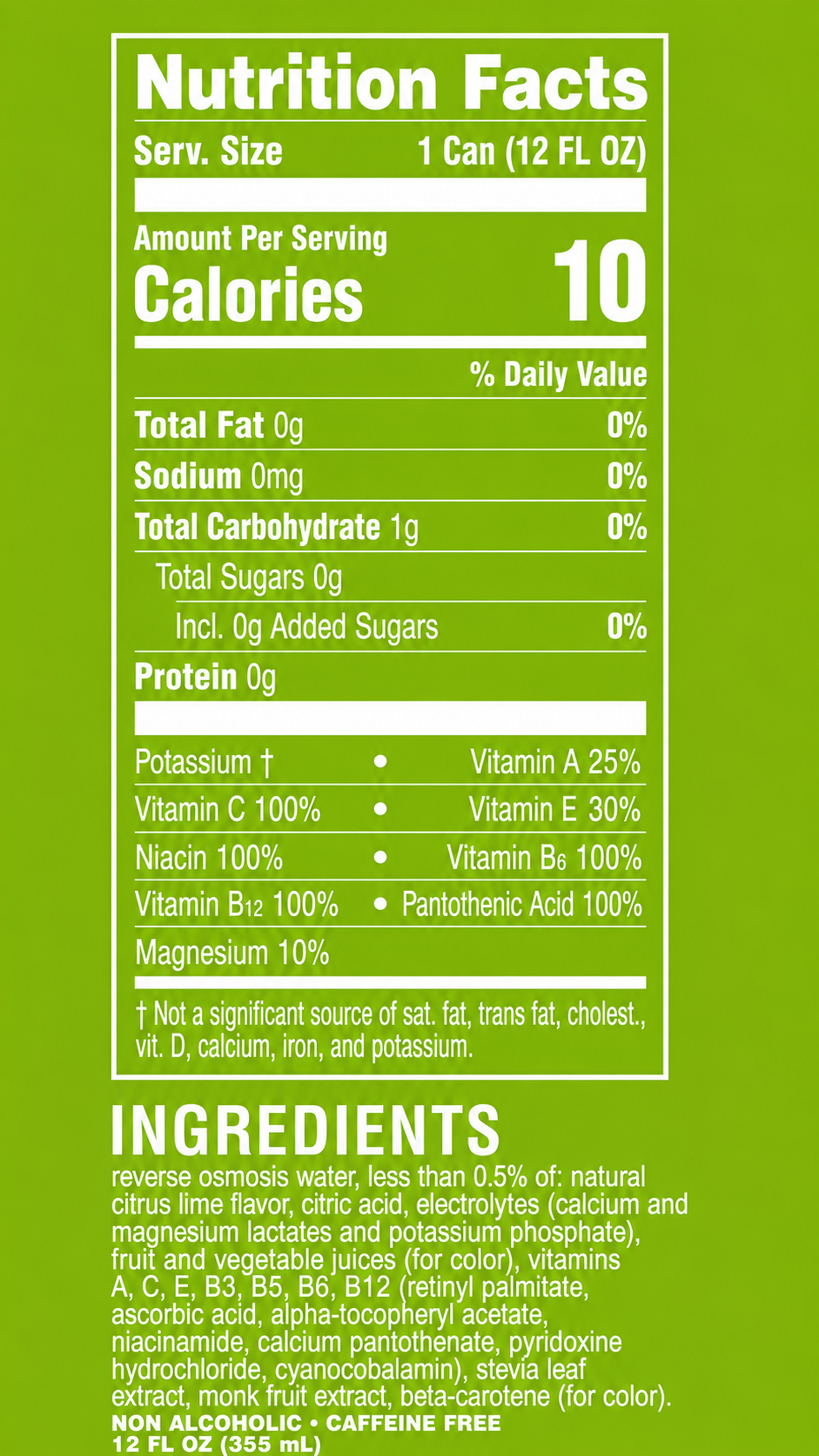 Nutrition facts for Mr Bogey Citrus Lime